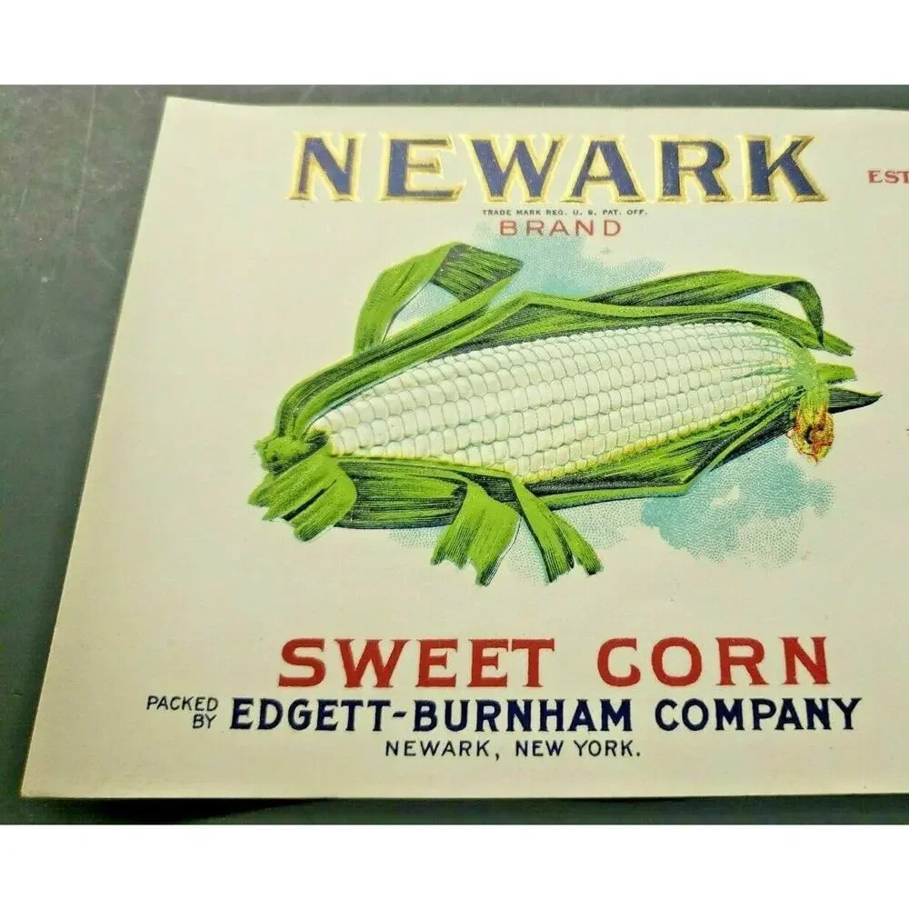 Vintage‎ Newark Brand Sweet Corn Edgett Burnham Co New York 1940s Can Label Z2